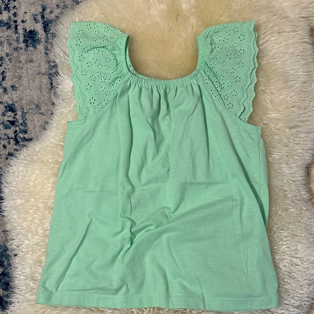 Cat & Jack Mint Green Eyelet Sleeve Kids Tee